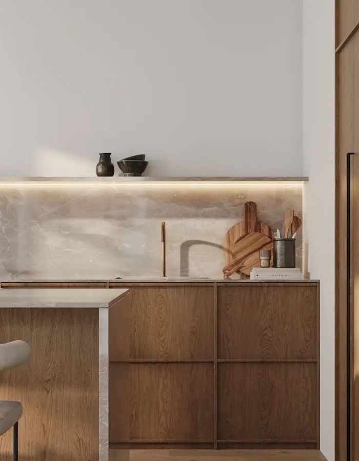 Stone worktop and backsplash detail