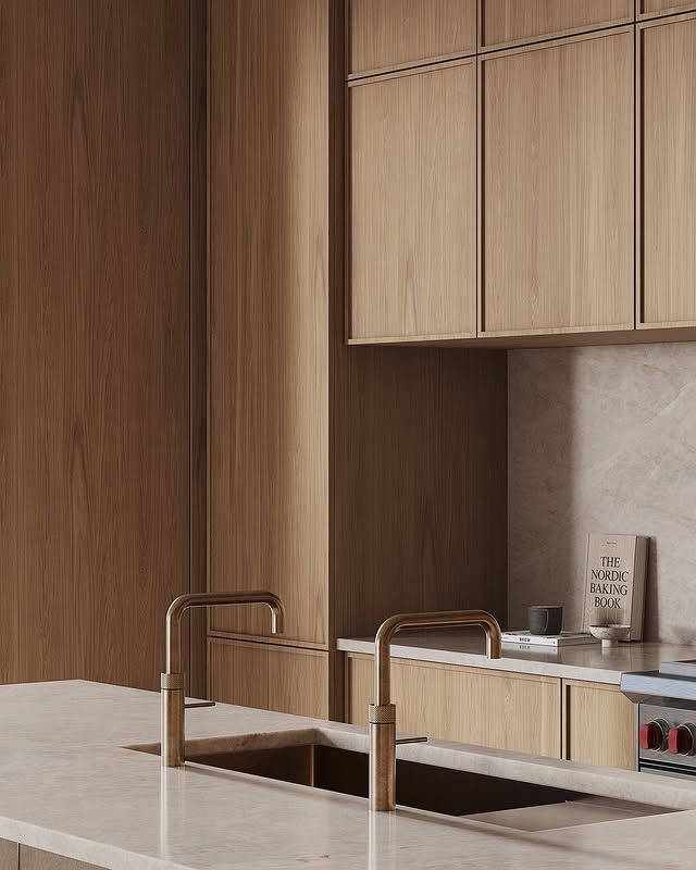 Kitchen Island in Oak & Brass