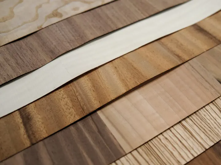 Wood veneer sheets in walnut, oak and maple