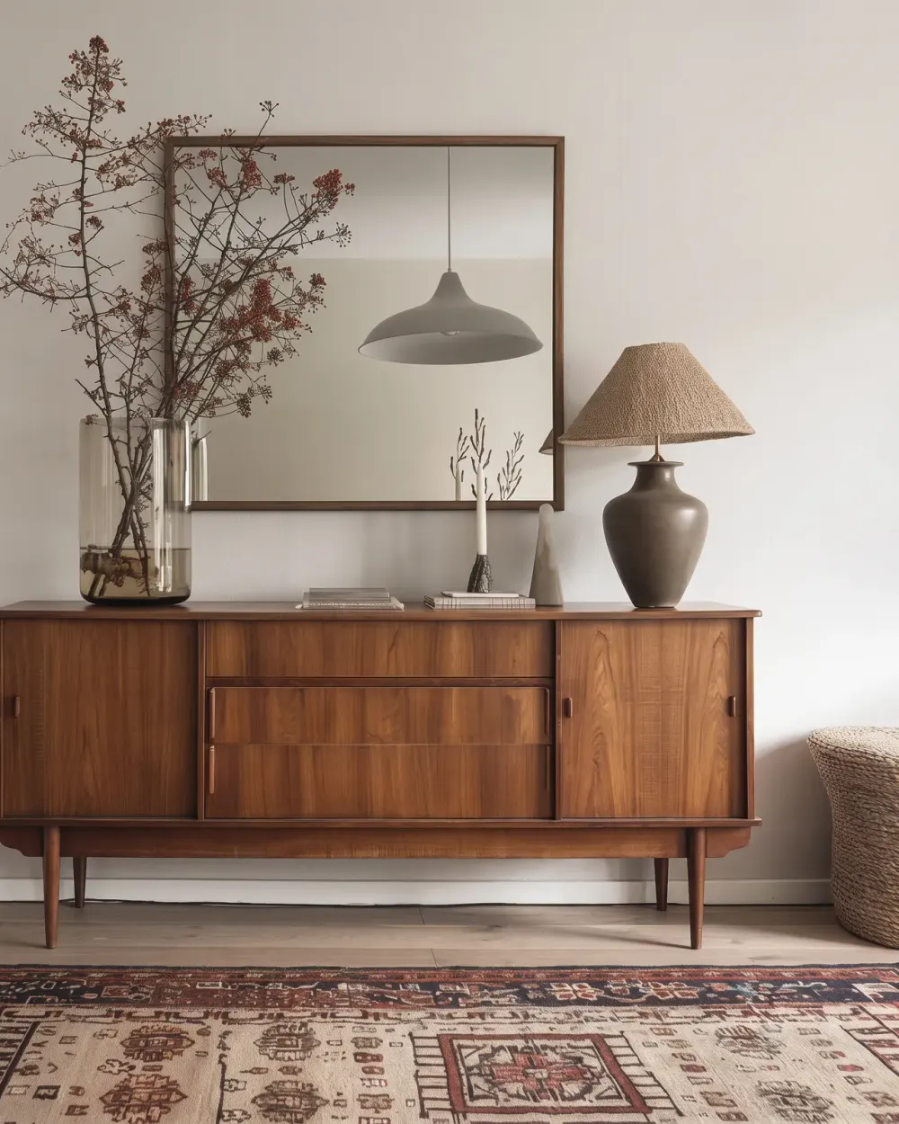 Walnut sideboard with sliding doors, built to order